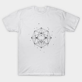 Dodecahedron Geometric Line Drawing T-Shirt